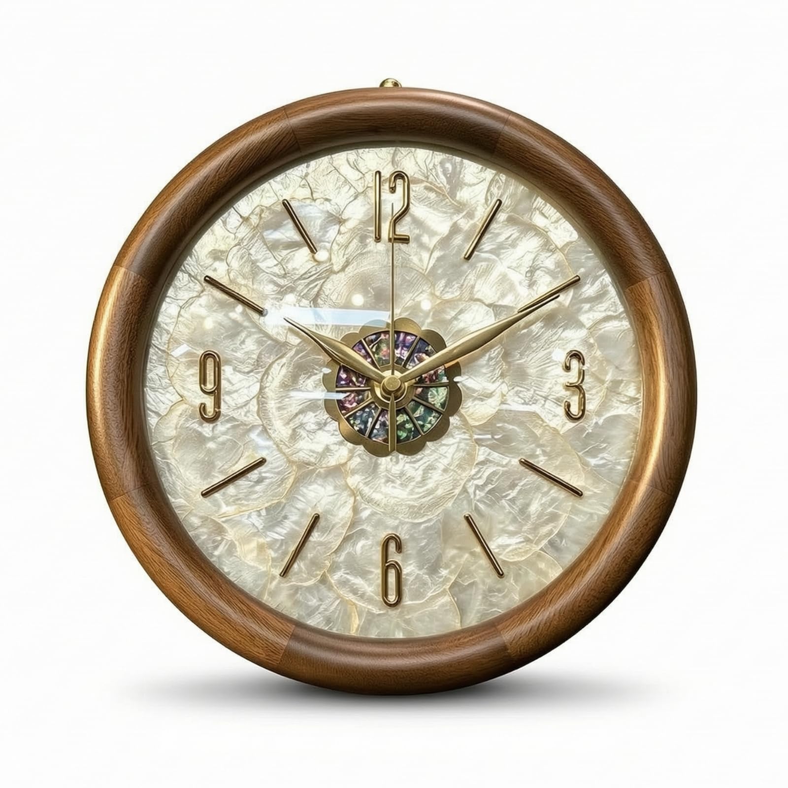 Baoblaze Reloj de Mesa Redondo Reloj Decorativo Reloj de Reloj de Estantería con Marco de Vetado de Madera y Esfera Nacarada con Números en Relieve Adecuado, Style to 1