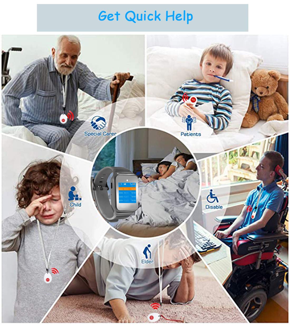 Buy Caregiver Wrist Pager Call Button for Senior Safety Panic Button