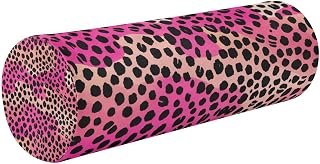 xigua Pink Leopard Print Neck Roll Pillow for Neck Relief with Removable Washable Cover - Memory Foam Round Cylinder Bolster, Ergonomically Designed for Head, Neck, Back, and Legs