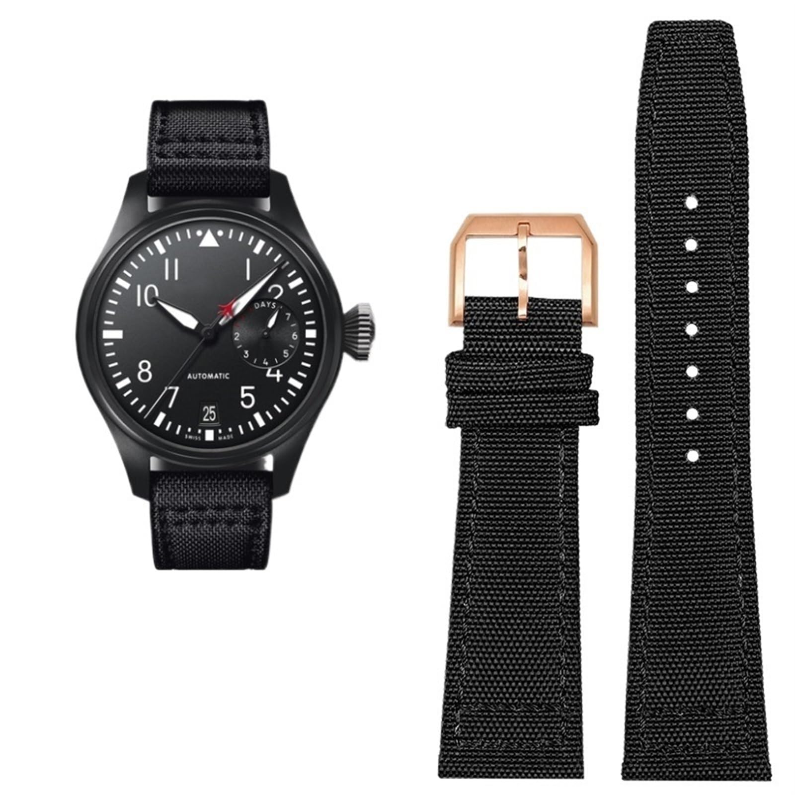 Hochdichtes Nylon-Rindsleder für IWC Pilot Portugal Stoff Uhrenarmband 20mm 21mm 22mm Armband Schwarz Armeegrün Blau Handgelenkgürtel