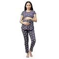 DZZO New Women's Cotton Printed Maternity Night Suit | Comfortable Feeding Night Dress | Soft & Breathable Nursing Pajam