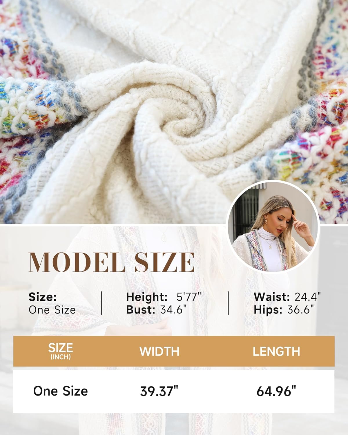 Bsubseach Knit Shawl Wraps for Women Soft Fringe Poncho Sweater Cape with Hooded for Fall Winter - Image 4