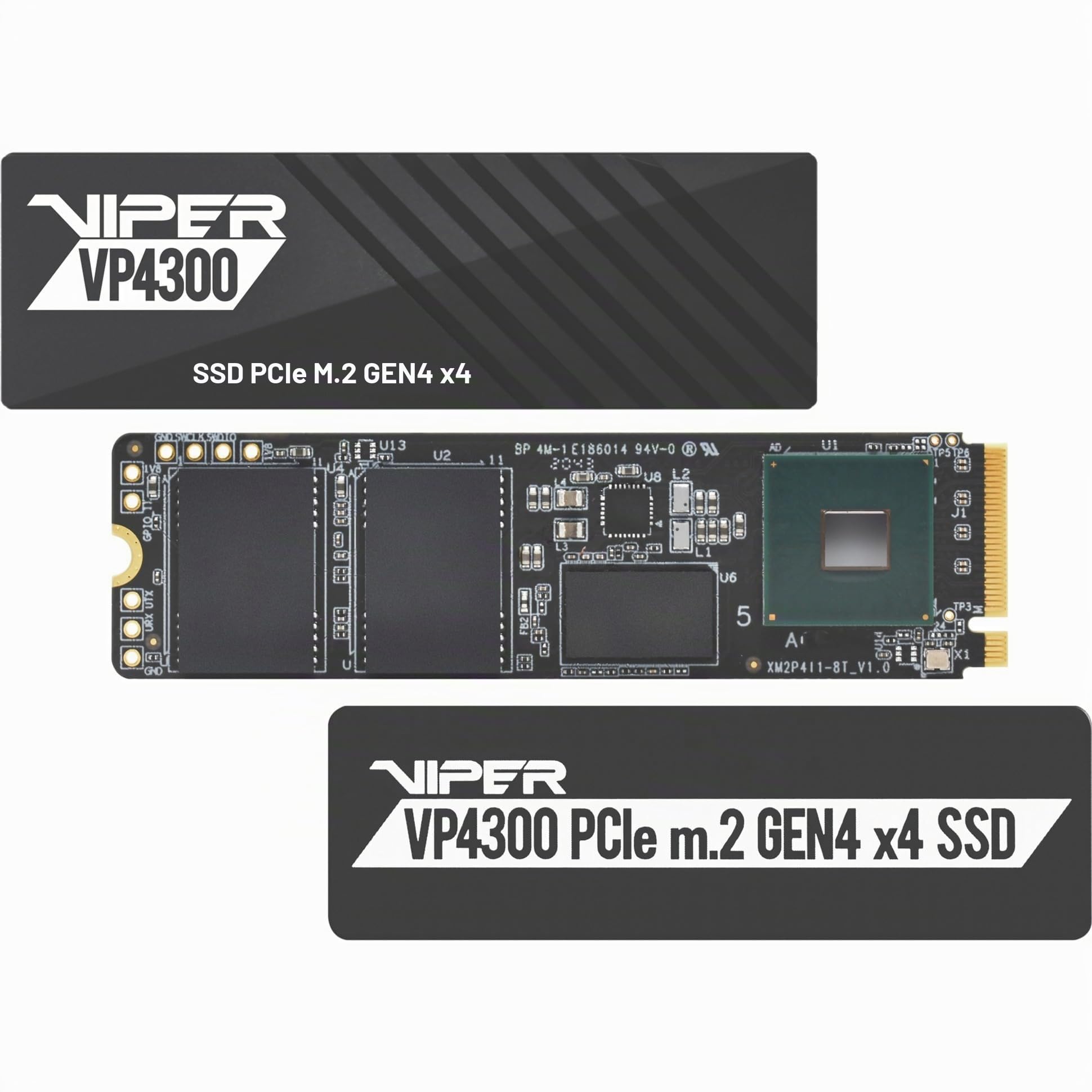 Patriot Viper VP4300 2 to Ultrarapides Gen 4 PCIe x4, NVMe M.2 SSD Disque VP4300-2TBM28H - Lecture Allant Jusqu’à 7400 Mo/s et des Vitesses d’Ecriture Allant usqu’à 6800 Mo/s