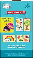 Vista 2 de Chuckle & Roar Rompecabezas educativo de madera, paquete de 4