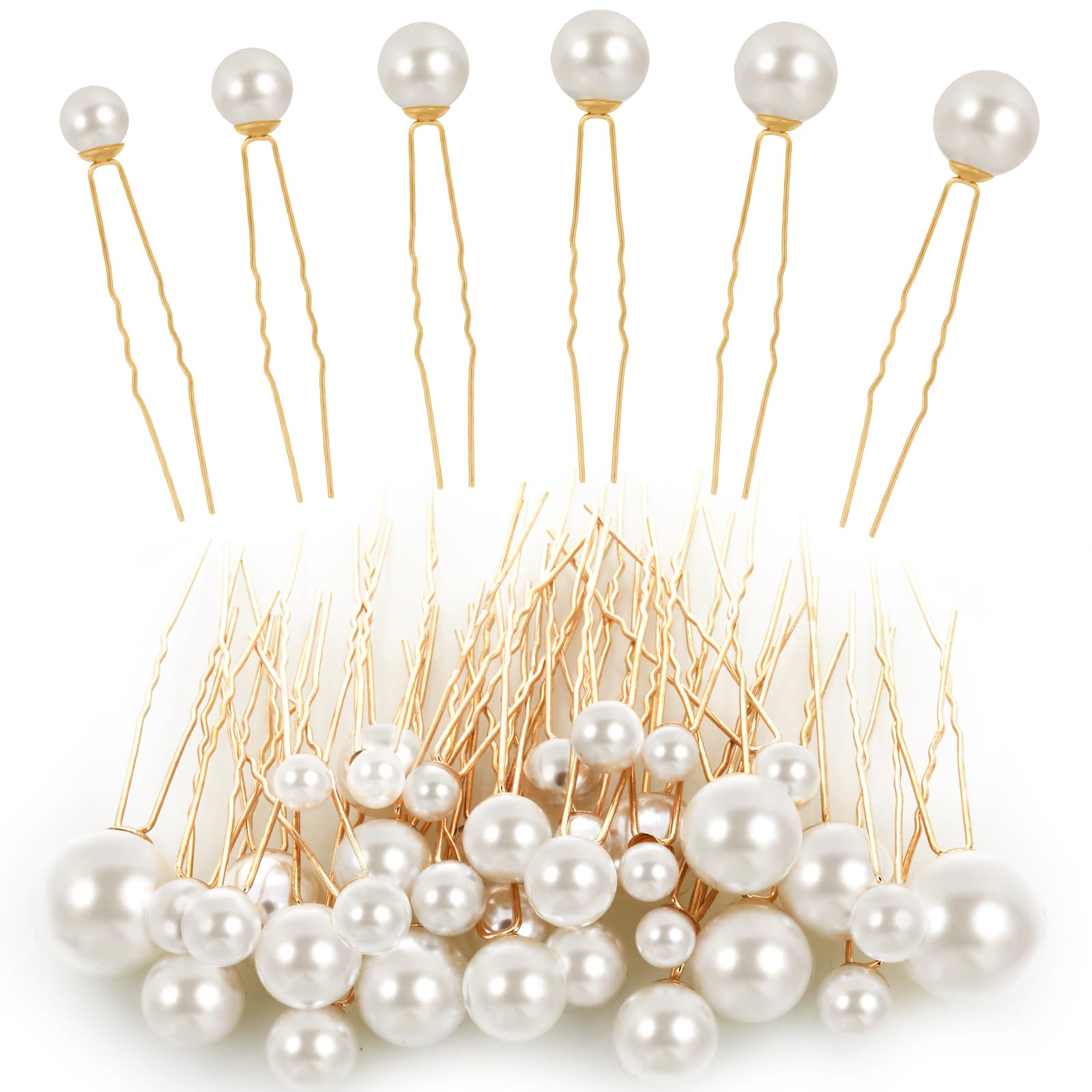 Pearl Bobby Pins 36 Pcs Wedding Pearl Hair Accessories Different Size Single Pearls Hair Pin for Wedding Bridal Hairs Accessories