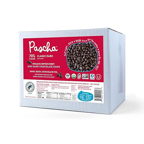 Pascha Bulk Organic Bitter Sweet, 70% cacao chips de chocolate, 10 libras