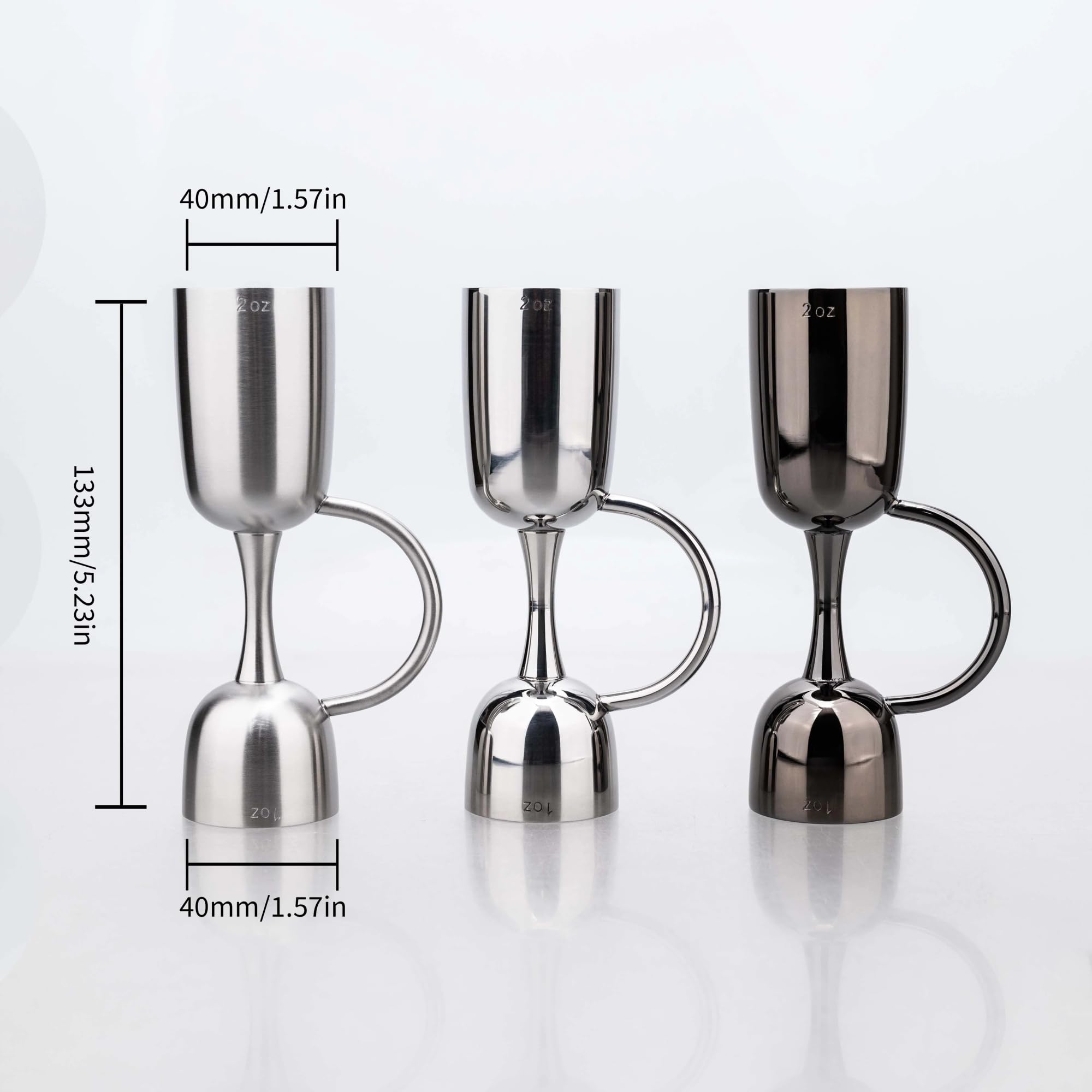 Double Jigger en Acier Inoxydable for Barman, Tasse à mesurer Double Face for Cocktail de 2oz et 1oz avec marquages ​​clairs(Skull)