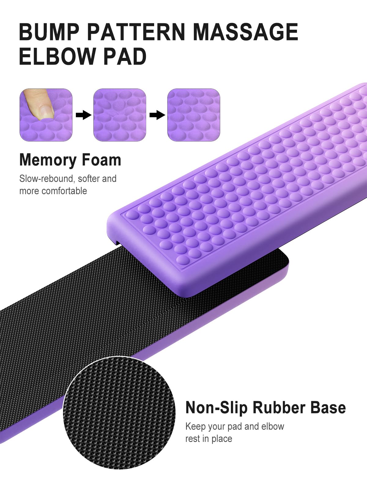 Hsurbtra L-Shaped Desk Elbow Pad, 2-Piece Soft Memory Foam Elbow Support Padding with Non-Slip Rubber Base, Ergonomic Desk Edge Cushion Wrist Rest for Office, Home, Work, Gaming, Gradient Purple Pink - Image 3