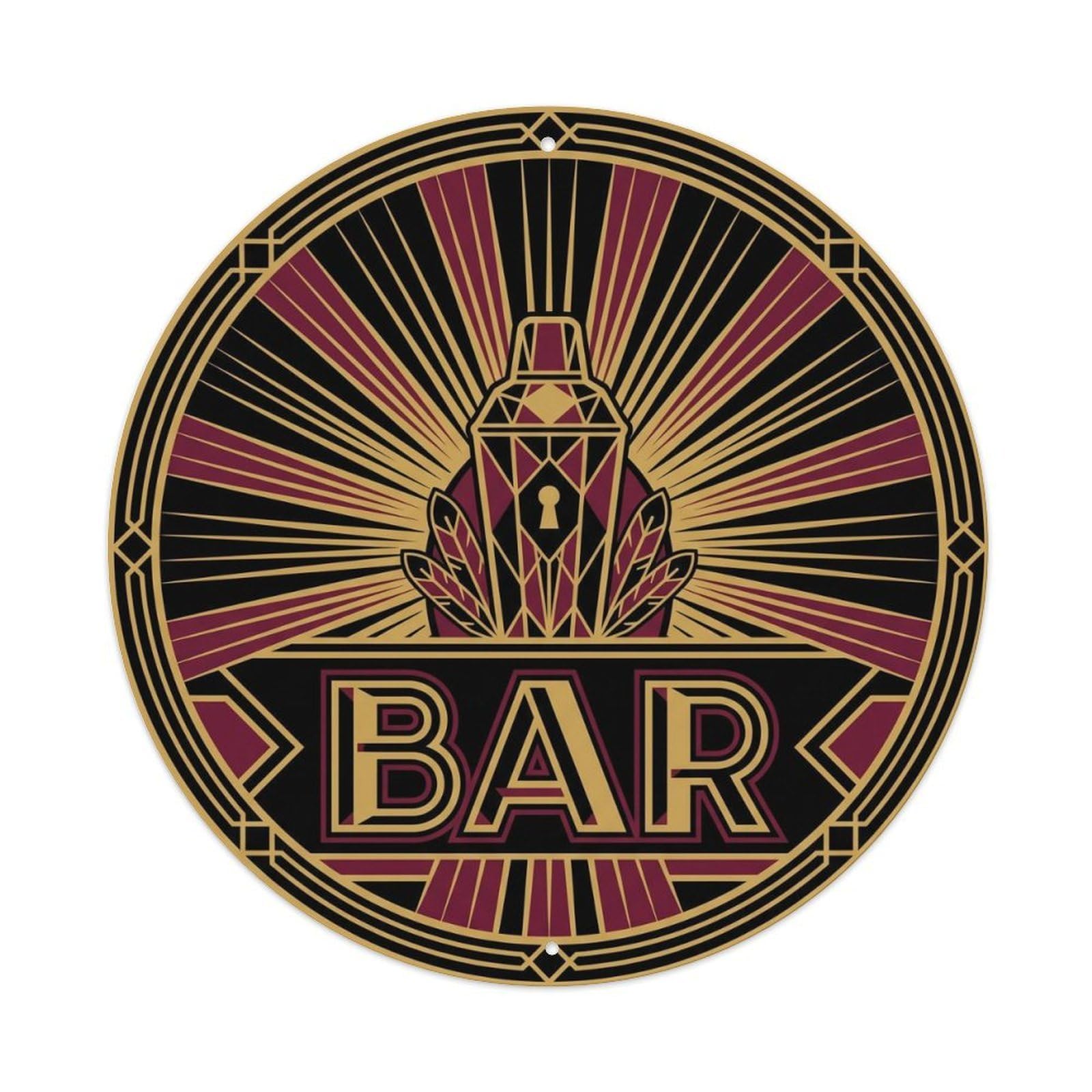 Vintage BAR Speakeasy Lounge Ornament Metal Tin Sign Plaque Wall Decor for Cafe, Club, Garden Round Metal Poster 8x8Inch