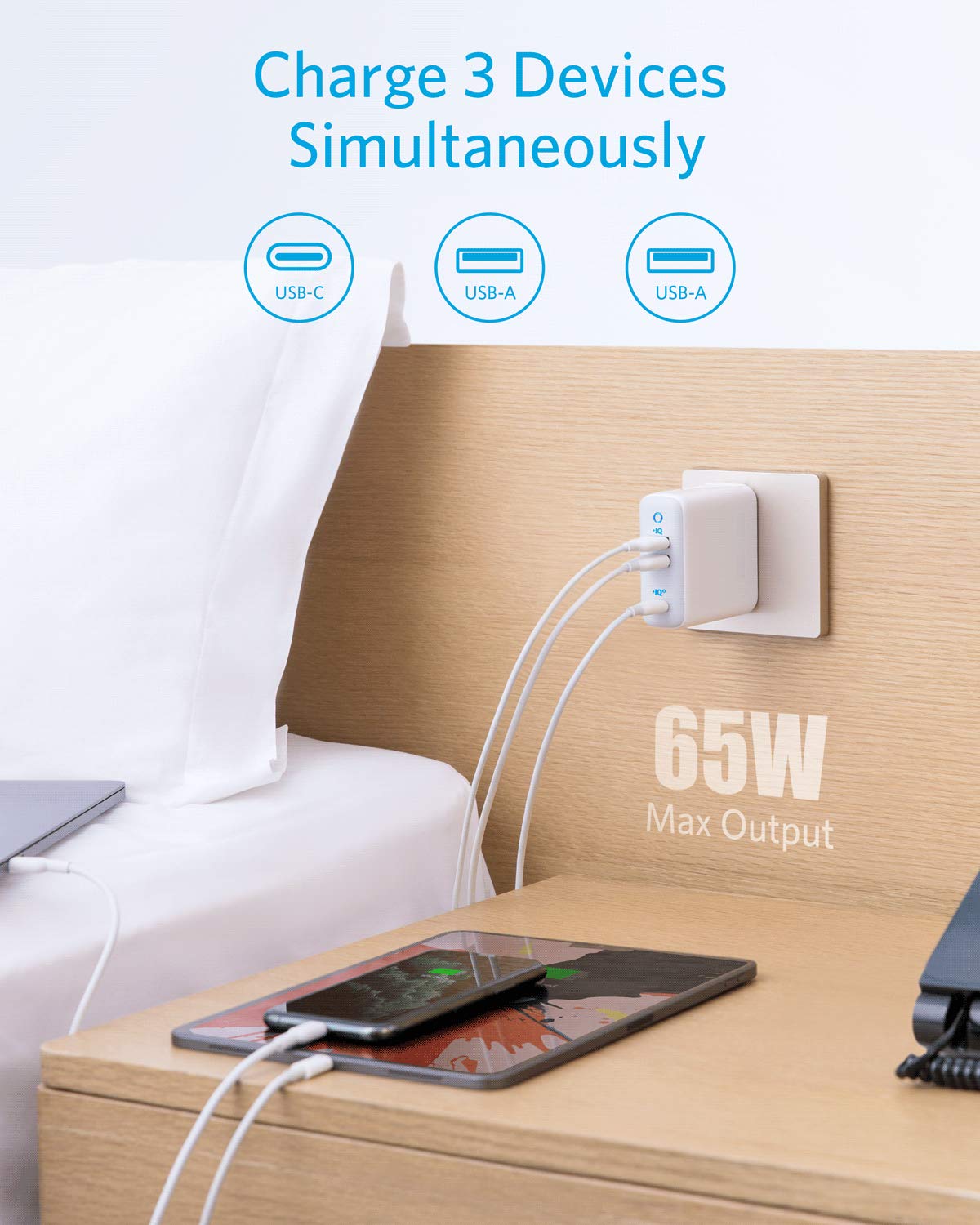 Anker PowerPort Atom III Dispositivo de Carga Multicargador 65W Negro