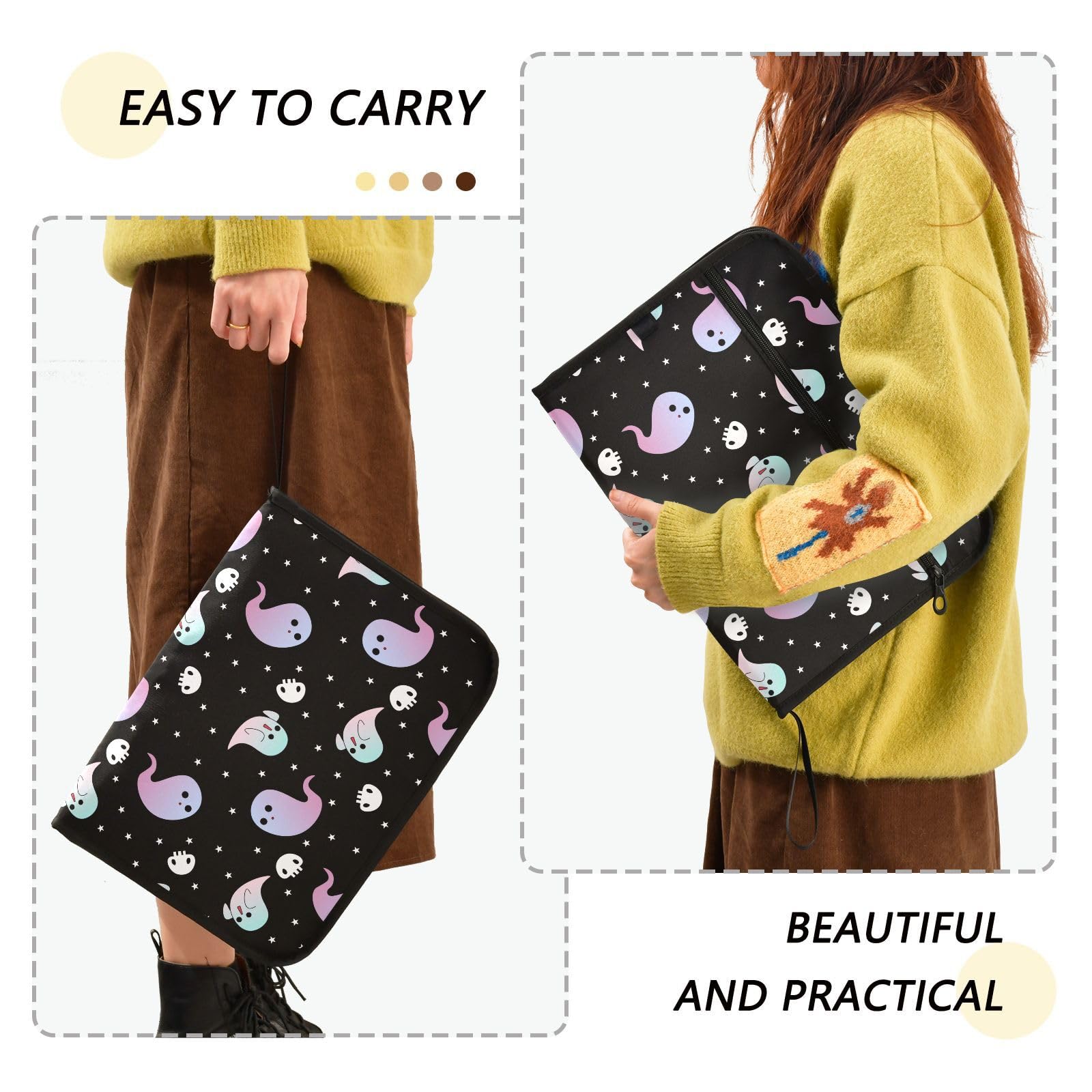 A4 Dokumentenmappe Mit 13 Tasche Dokument Organizer Klassifizierungsordner Wasserfeste Seitlich ReißVerschluss Ordner FäChermappe Halloween-Gespenst-Muster
