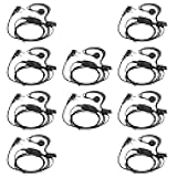 Case of 10, Two Way Radio Earpiece with Mic Single Wire Earhook Headset for RT22 RT21 RT68 RT68H H777 H777H RT86A RT86S, Compatible with Pxton Baofeng BF-888S BF-T26 Kenwood Walkie Talkies