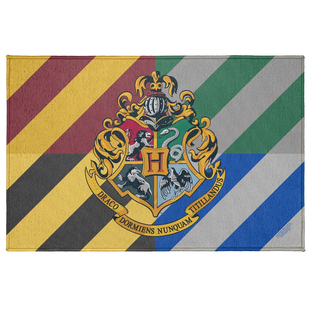 GRAPHICS & MORE Anti-Slip Indoor Doormat, 20” x 31.5” Harry Potter Hogwarts Crest and Colors, Floor Mat for Inside Entry Way/Back Door Garage Mudroom
