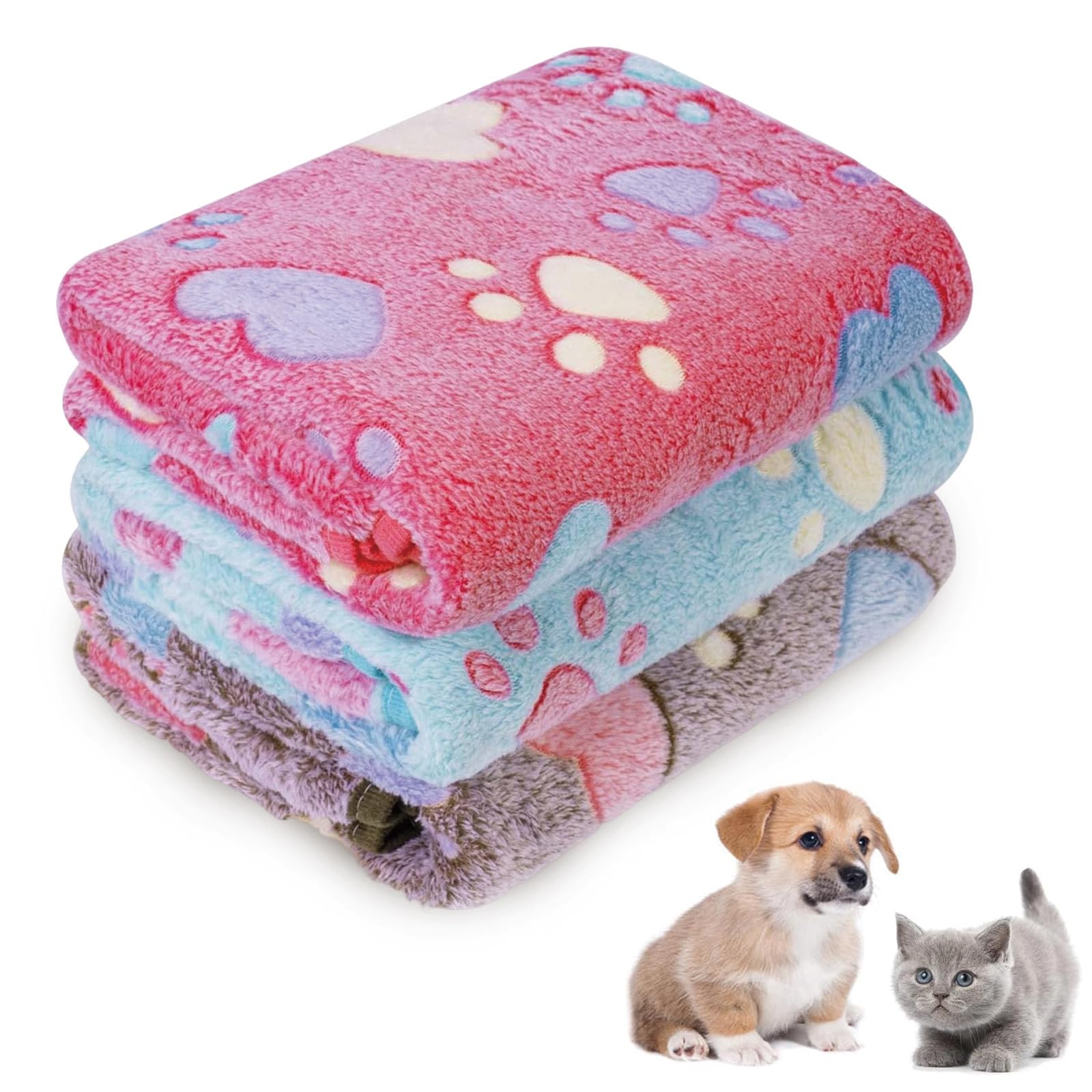 KFSCIP Pack of 3 Dog Blankets Washable for Small Medium Large Dogs and Cats Dog Blanket, Cozy Soft Puppy Blanket