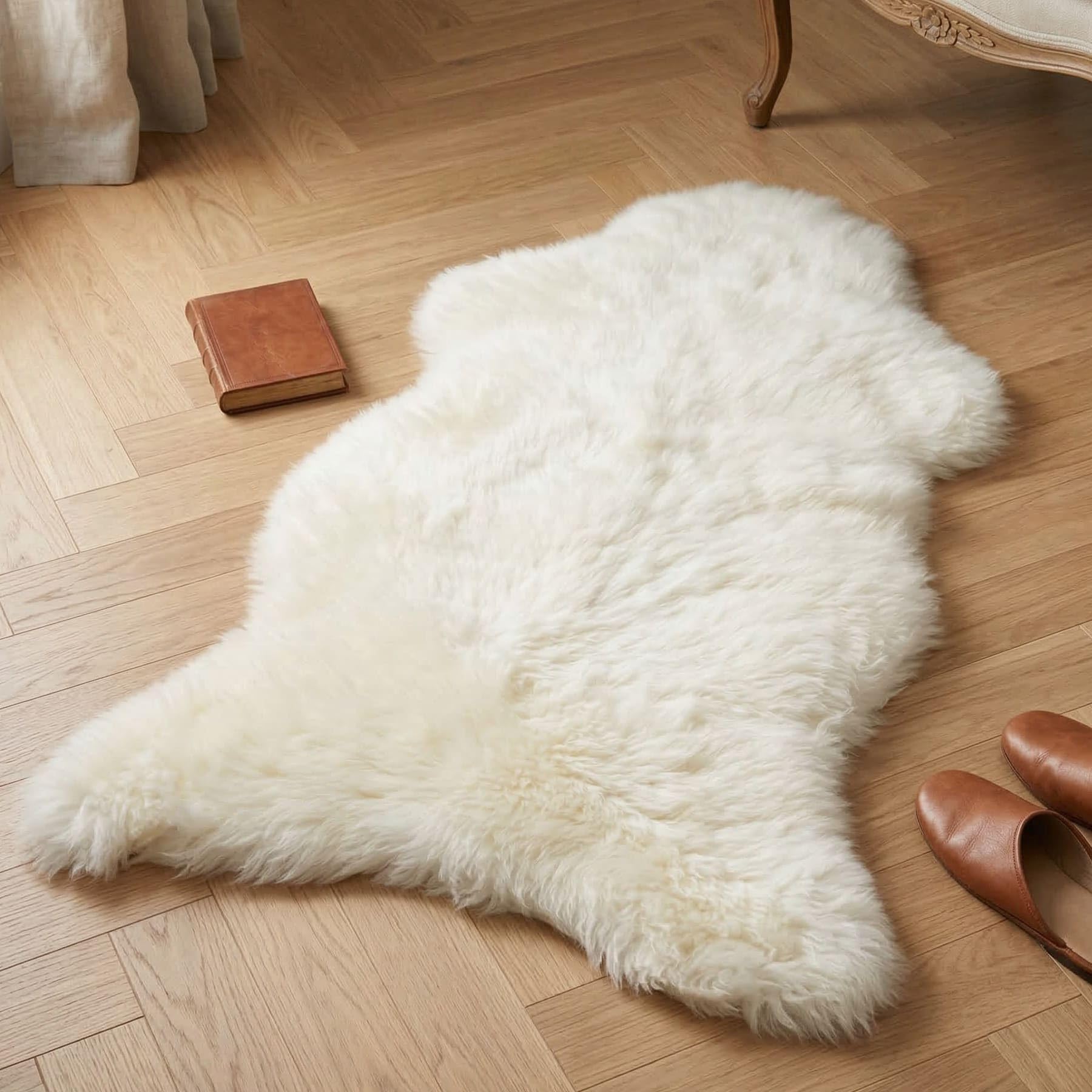 'Peau d'agneau "Nature Tapis Fourrure Véritable Fourrure Naturelle Peau de Mouton