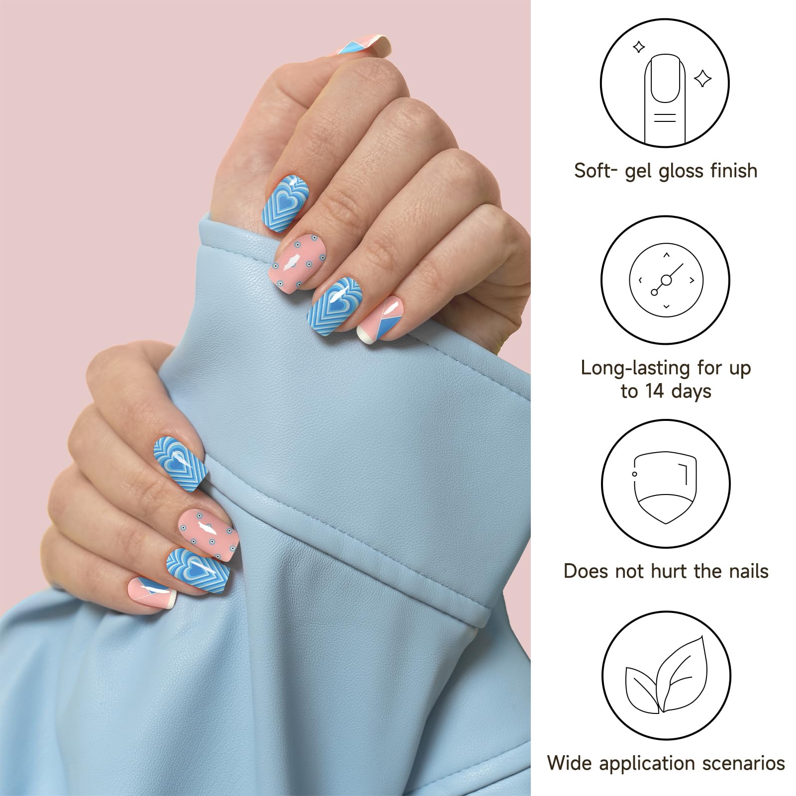 Semi Cured Gel Nail Strips, 28 Pcs UV Lamp Compatible, Long Lasting Salon Quality Gel Nail Wraps - Image 2