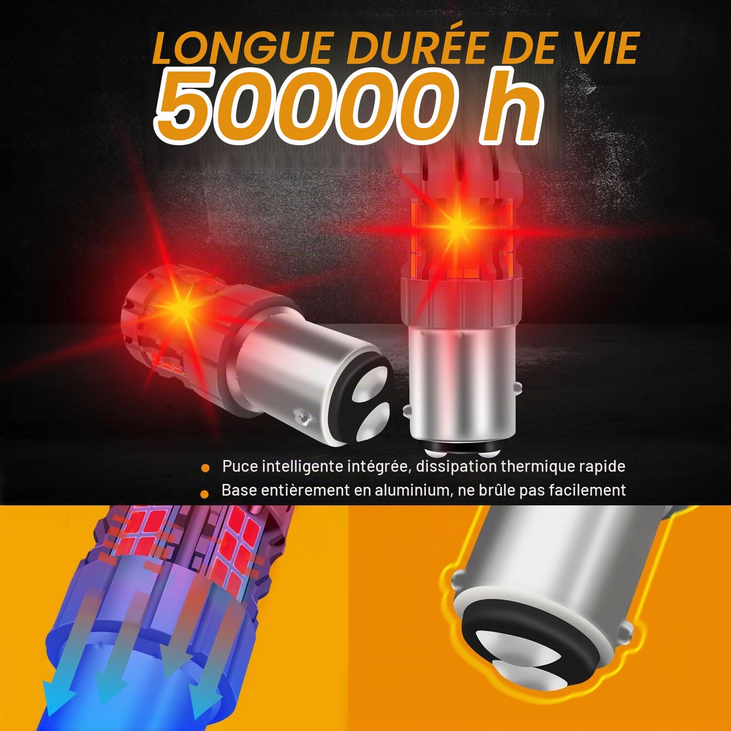 2Pcs 1157 BAY15D P21/5W LED Feu de Frein Rouge, 2057 2357 7528 CANBUS Remplacement Anti Hyper Flash Sans Erreur Ampoule pour Feu arrière, feu de jour super brillant 30-SMD 25W 4000LM