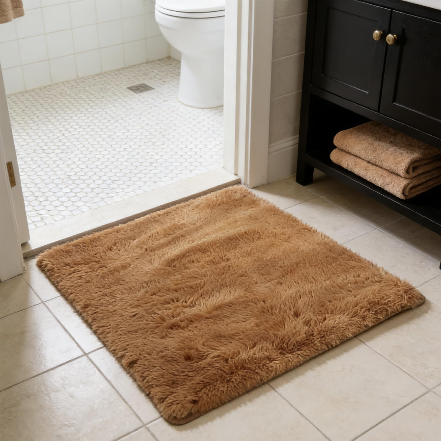 Tapis de salon marron 272 x 170 cm moelleux et antidérapant