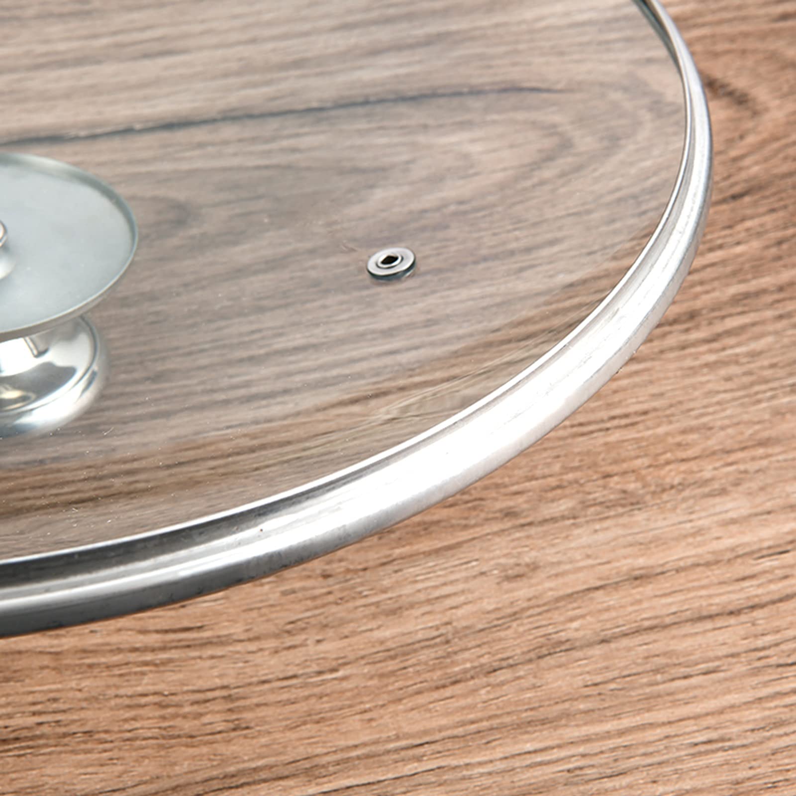 Pfannendeckel Universaldeckel für Töpfe und Pfannen Deckel aus gehärtetem Glas mit festem Edelstahlrand Ersatz-Bratpfannenabdeckung mit griffigem Glasdeckel (Größe: 34 cm)