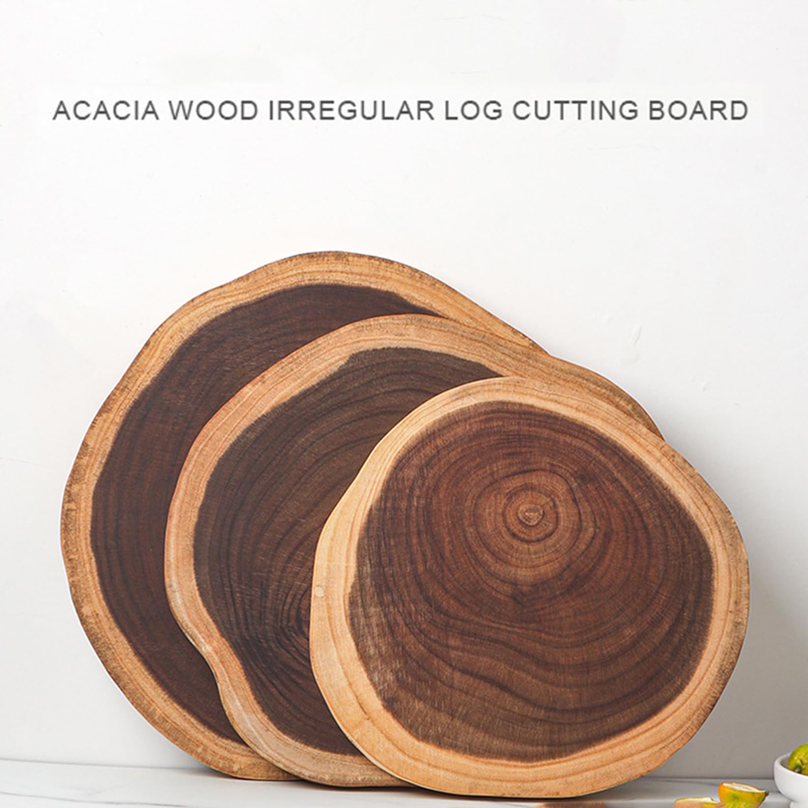 Tagliere Rotondo Rustico Fatto a Mano, Squisito Tagliere per Formaggi in Legno di Acacia Senza giunzioni, Tagliere Rotondo Reversibile per salumi con scanalatura per Il s,Brown-M