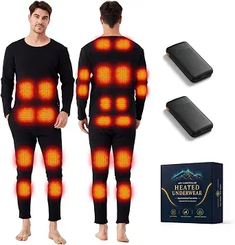 Men's Heated Thermal Underwear with 24 Graphene Heating Zones