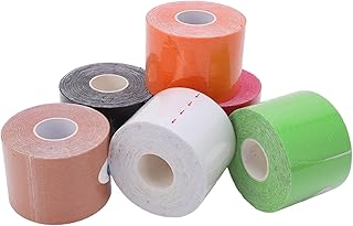 6Pcs Sports Tape, Kinesiology Tape Therapeutic Athletic Support Tape Athletic Tape Muscle Non Woven Fabric Kinesiology 5cm Width 5m Length for Athletic