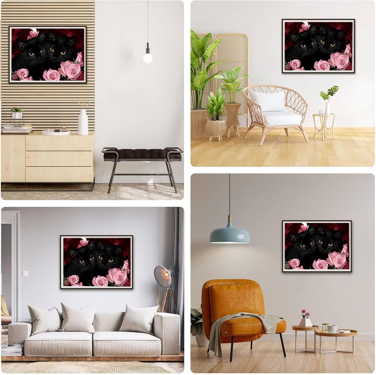 Diamentowy obraz kot diamentowy obraz dziecko czarny 5D DIY okrągły obraz diamentowy kryształ górski sztuka ścieg krzyżykowy zestaw do haftu numerycznego sztuka do dekoracji ścian domu, prezent dla