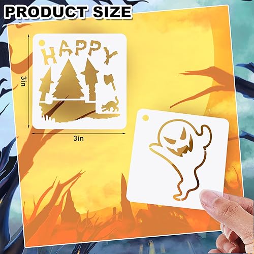 Miniatura 2 de 80 piezas de 3 x 3 pulgadas de Halloween reutilizables de plástico para manualidades, proyectos de arte, pintura de madera, suelo, tela, muebles,