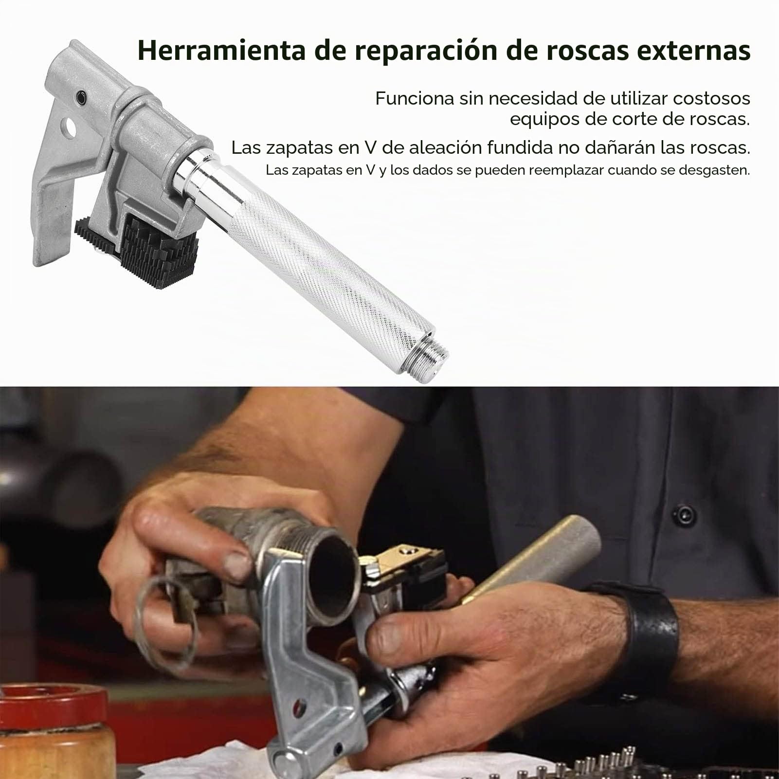 Herramienta de Reparación de Roscas Externas, Herramienta de Reparación de Cazador de Roscas Exterior de Aluminio para Módulos Métricos OTC 7402 y 202817 de 1-1/4 a 5 O.D.