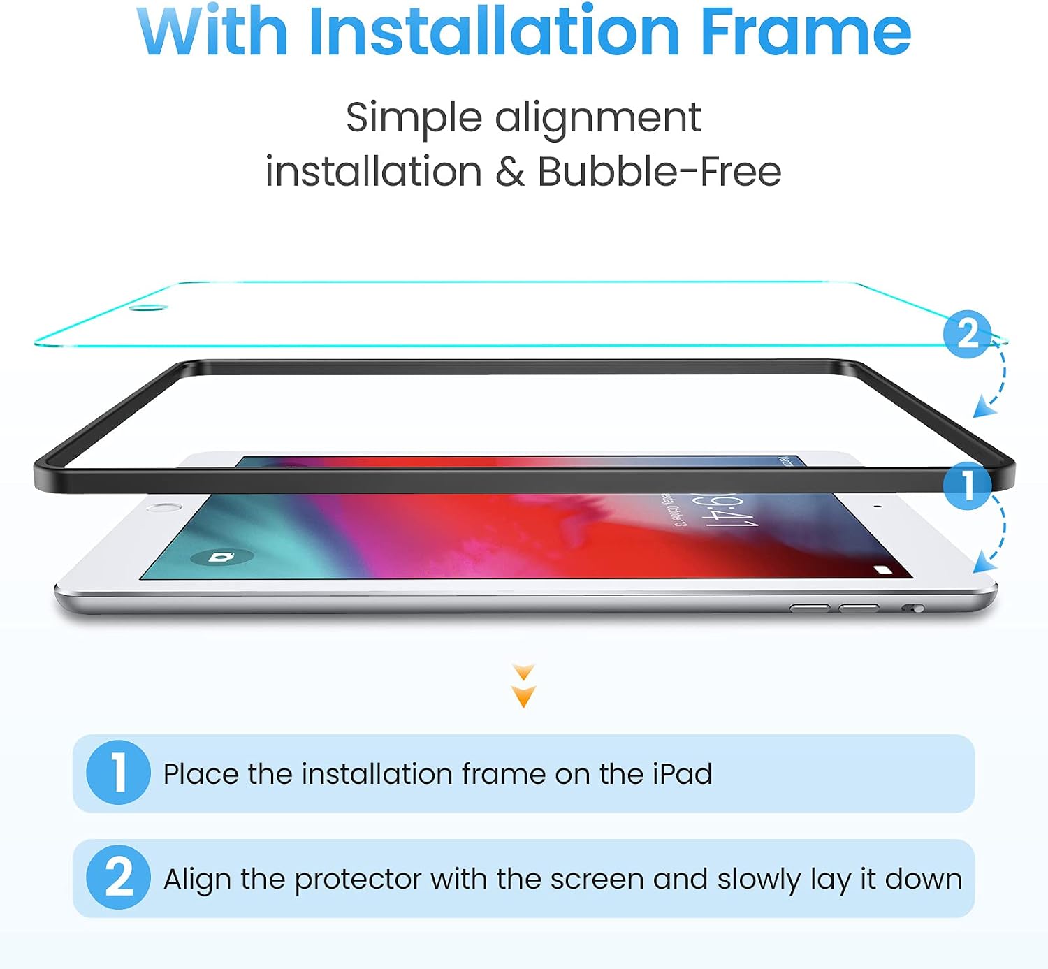 AINOPE [2 PACK] iPad Mini Screen Protector for iPad Mini 4 & iPad Mini5, iPad Mini Tempered Glass/ 9H Hardness/Scratch-Resistant/Anti-Fingerprint/INSTALL FRAME, Compatible with iPad Pencil