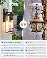 Vista 6 de VIANIS Paquete de 2 luces de garaje para exteriores, iluminación de pared exterior de anochecer a amanecer, farol de madera con textura de grano