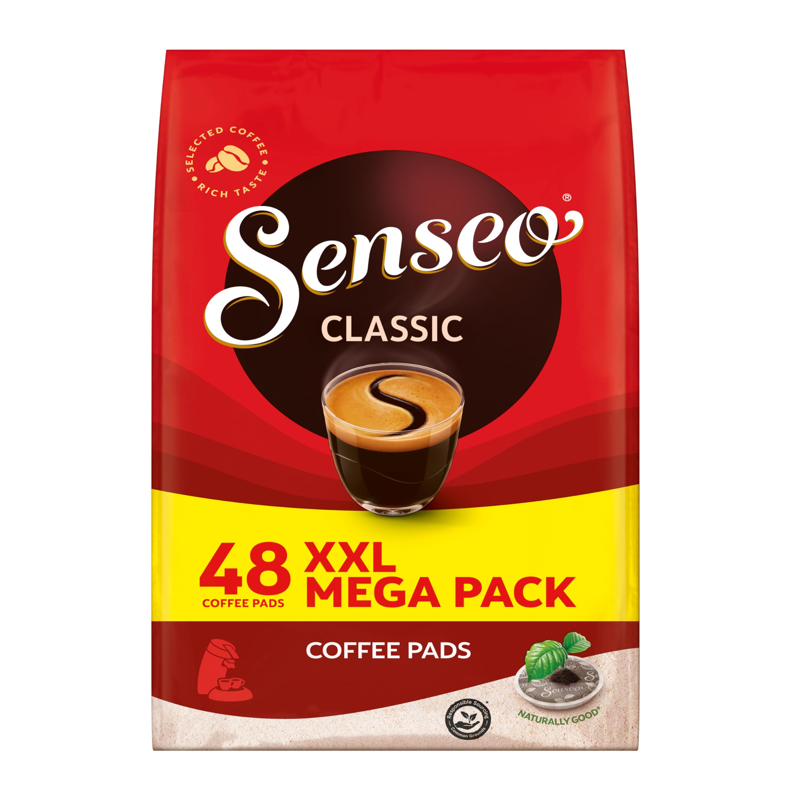 Senseo Pads Classic, Megapack XXL, 480 cápsulas de café, certificado de uso, 10 x 48 bebidas