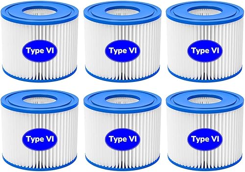 Cartucho de filtro de piscina tamaño VI para Bestway, Lay-Z-Spa, Coleman SaluSpa 90352E 58323, paquete de 6