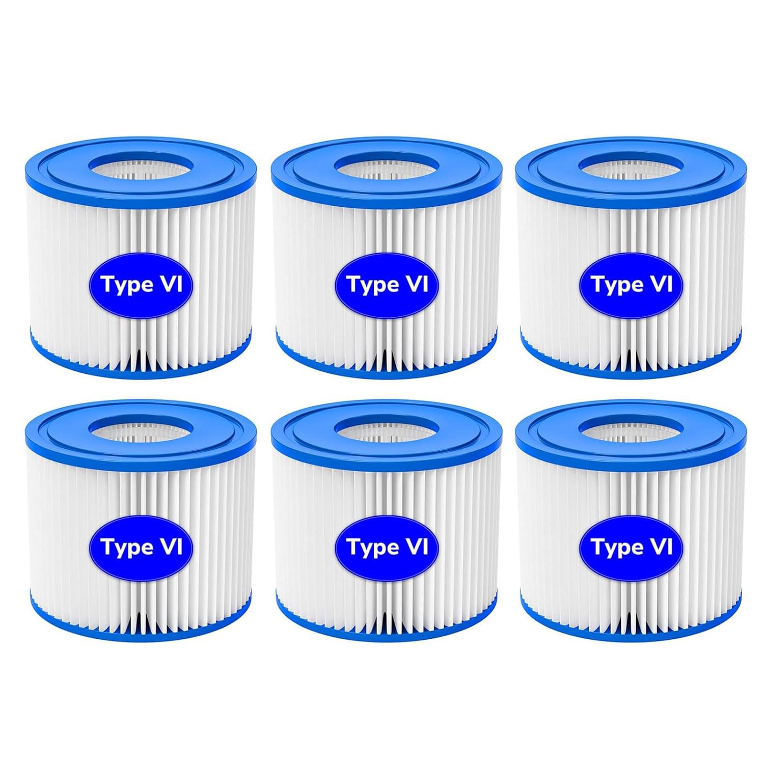 Cartucho de filtro de piscina tamaño VI para Bestway, Lay-Z-Spa, Coleman SaluSpa 90352E 58323, paquete de 6