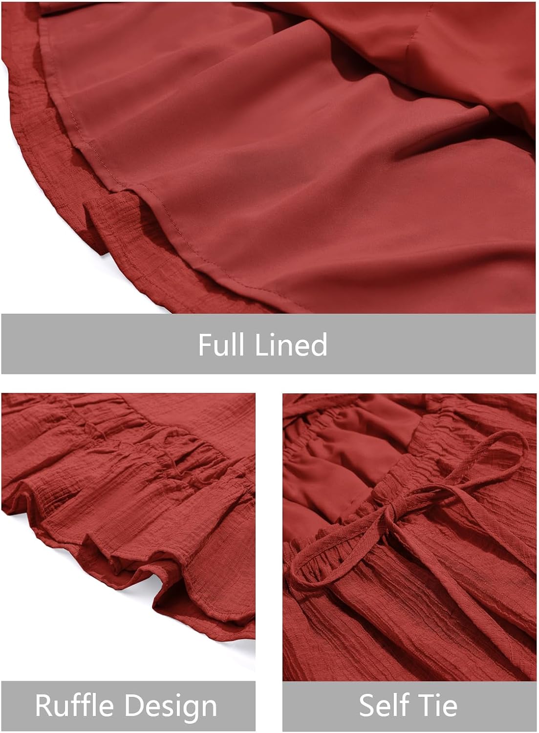 Wenrine Womens Spaghetti Strap Mini Dress Summer Backless Self Tie Ruffle Beach Sundress - Image 6