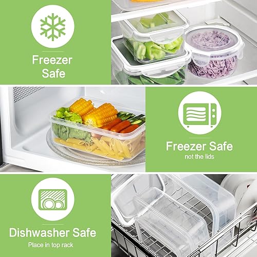 Miniatura 4 de HOMBERKING Juego de 32 recipientes de almacenamiento de alimentos con tapas a presión (16 tapas + 16 recipientes), recipientes de plástico