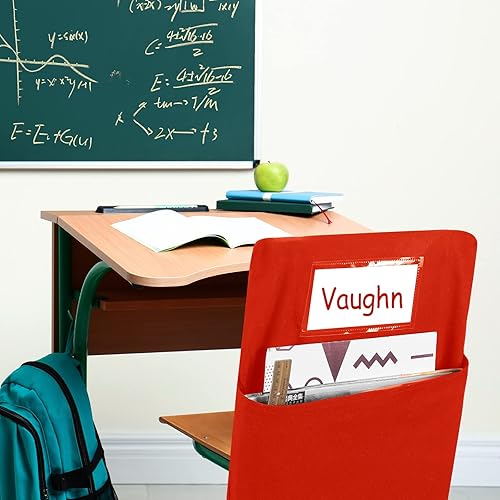 Miniatura 7 de 24 bolsillos de almacenamiento para sillas de 18 pulgadas, bolsillos para sillas de aulas, bolsillos para sillas de estudiantes, organizador de