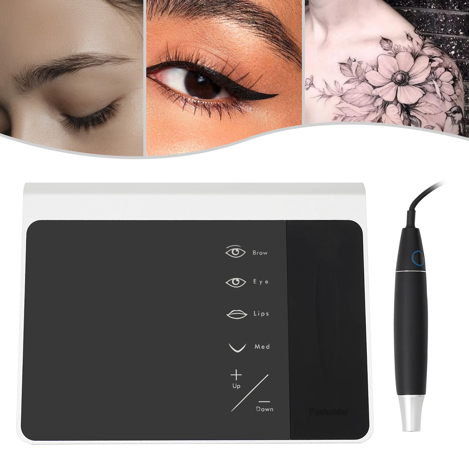 Máquina de tatuaje para cejas, herramienta de belleza precisa, de aluminio, 10.500 rpm, 10 velocidades ajustables, para cejas, delineador de ojos y más