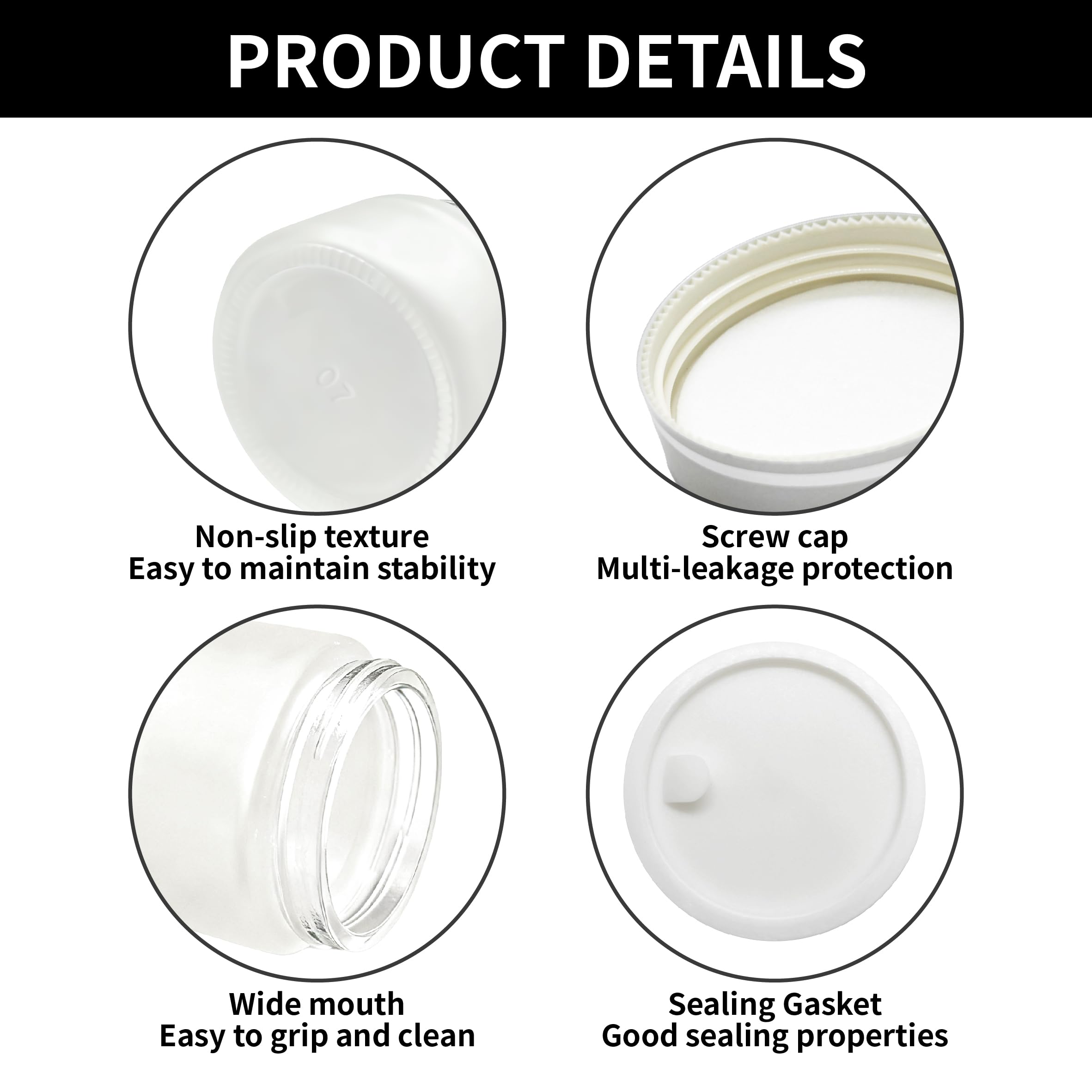 Set di 2 contenitori per crema, vasetti di crema da 50ml da riempire, piccoli vasetti di vetro con coperchio