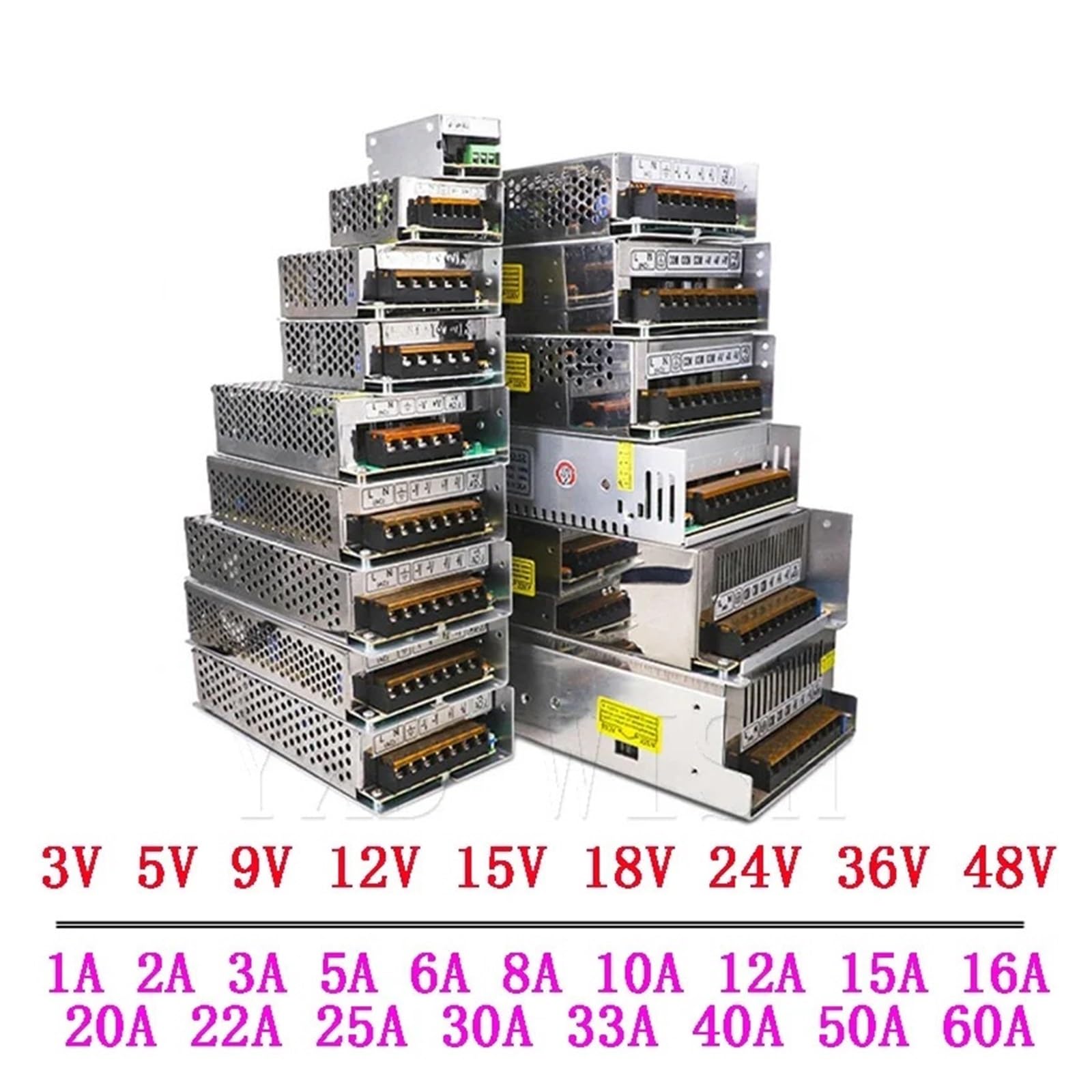 Alimentatore, Alimentatore 3V 5V 9V 12V 15V 18V 24V 36V 1A 2A 3A 5A 6A 8A 10A 20A 50A Alimentatore a commutazione da 12 V Volt a 12 V CA-CC SMPS,per stampante 3d luci di striscia(60A)