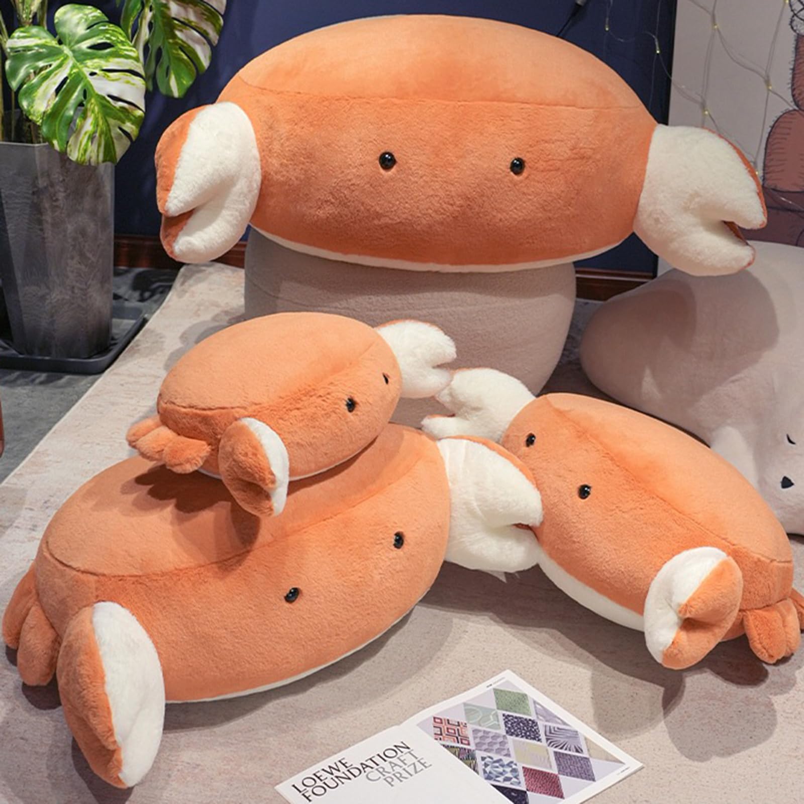 Kuscheltier Krabbe, Meerestier PlüSchtier PlüSch Spielzeug, Xxlsuper Soft Kissen, Realistisches Tierspielzeugkissen, Meeresfigur Geschenk FüR MäDchen Jungen (85cm,pangxie)