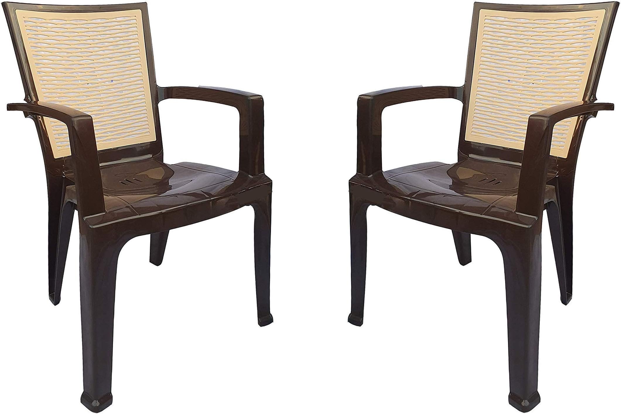 Plastic Chair for Living room with Arm |Set of 2 | 3 Year Warranty | For Home, Living Room, Outdoor | Season Rust Brown Colour | CHR2226