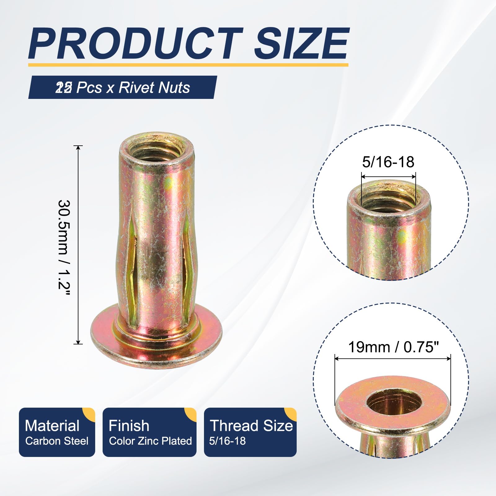 PATIKIL 25 Pcs Multi-Grip Rivet Nuts - Image 2