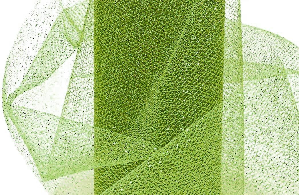 ProKart Premium Net Fabric Mesh Solid Glitter Cloth for Flower Bouquet, Trousseau Packing, Fabric for Gift Wrapping, Party Hall Decor, Sweet Boxes, Gift Decoration (10 Meters, Green Gold)