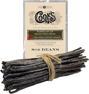 - 8 oz (1/2 lb) Organic Madagascar Whole Vanilla Beans, Grade A Vanilla Pods, Premium Vanilla Beans for Making Extract & Baking - Cook’s