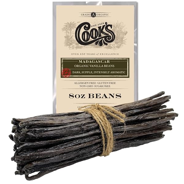 Organic Madagascar Whole Vanilla Beans, Grade A Vanilla Pods, Premium Vanilla Beans for Making Extract & Baking - CookΓ’β¬