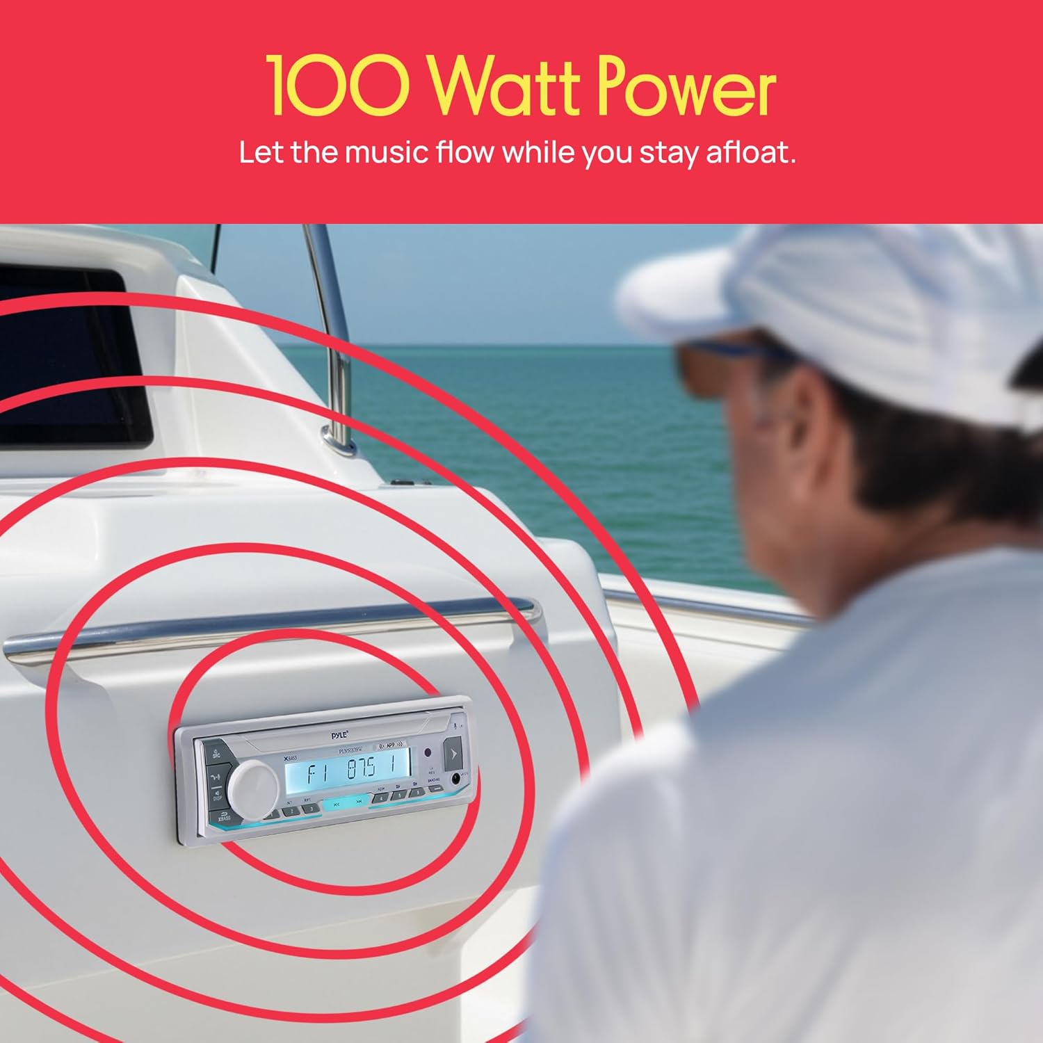 Pyle Marine Stereo Receiver Power Amplifier - AM/FM/MP3/USB/Aux/SD Card Reader Marine Stereo Receiver, Single Din, 30 Preset Memory Stations, LCD Display with Remote Control - PLMRB39W