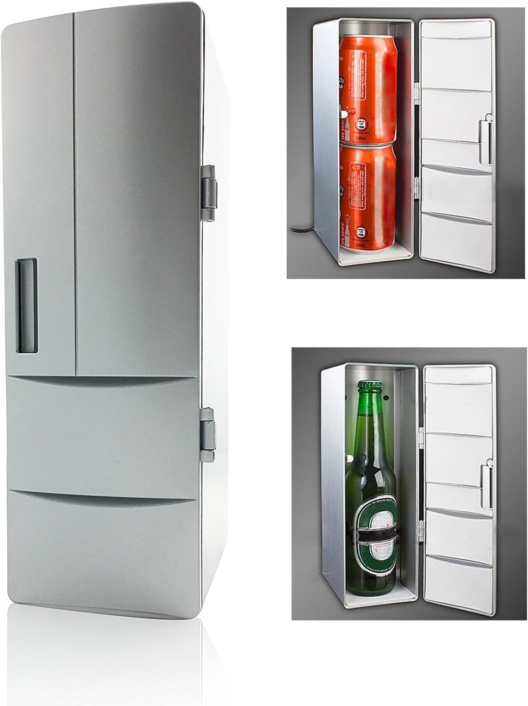 Mini Fridge,Portable Mini Beverage Drink Cans Cooler/Warmer Office Fridge for Home, Laptop,PC or Car
