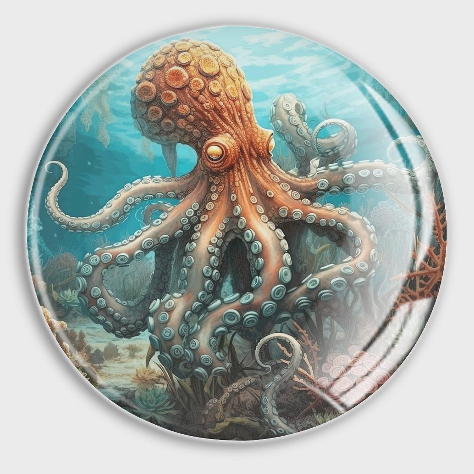 Magnets en verre océan et parc d'été Lot de 4 aimants déco pour frigo et tableau blanc