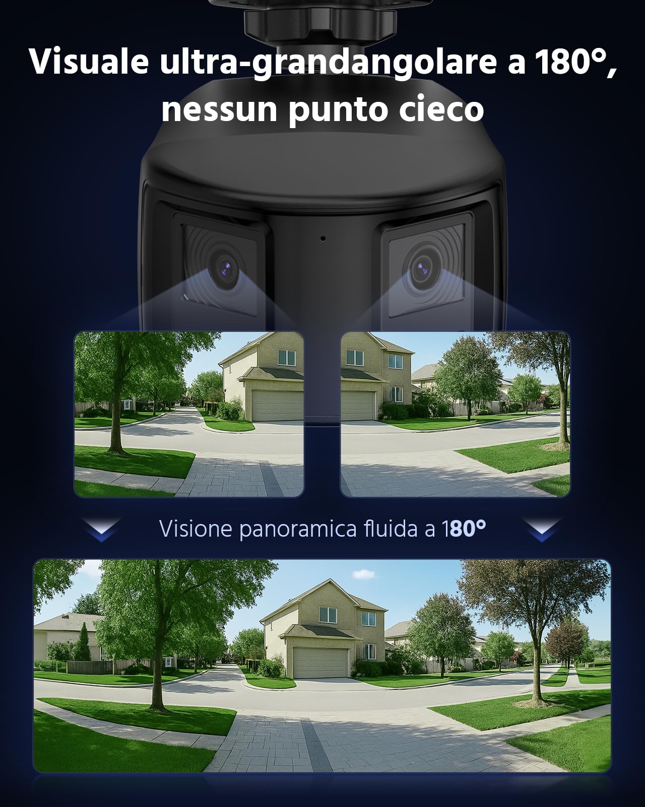 ANNKE - Telecamera di sorveglianza PoE esterna a doppio obiettivo 4K con visuale panoramica a 180°, audio bidirezionale, riconoscimento di persone e veicoli tramite IA, registrazione 24/7, visione